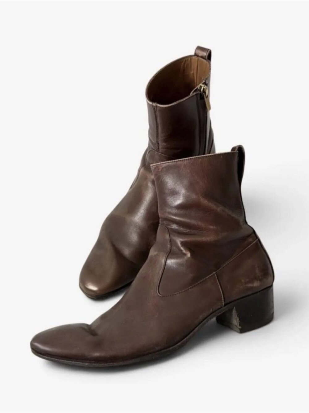 Tom Ford RUNWAY Yves Saint Laurent YSL Johnny Rive Gauche Brown Leather Boots 9
